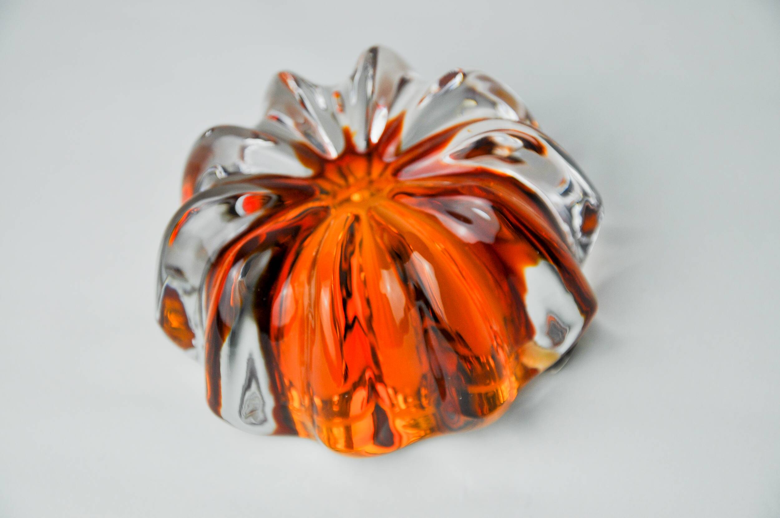 Orange Sommerso ashtray by Seguso, Murano glass, Italy, 1970