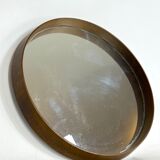 Vintage Italian wood round wall mirror from 50s
