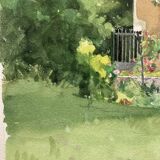 Vintage turret watercolor signed