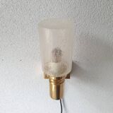 Brass applique with 1970 glass lampshade