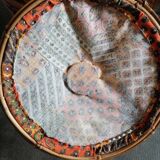 Travailleuse couture osier rotin boule 1960