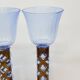 Paire De Bougeoirs Photophores Verre Bleu Soufflé En Cage Dlg Felipe Derflingher