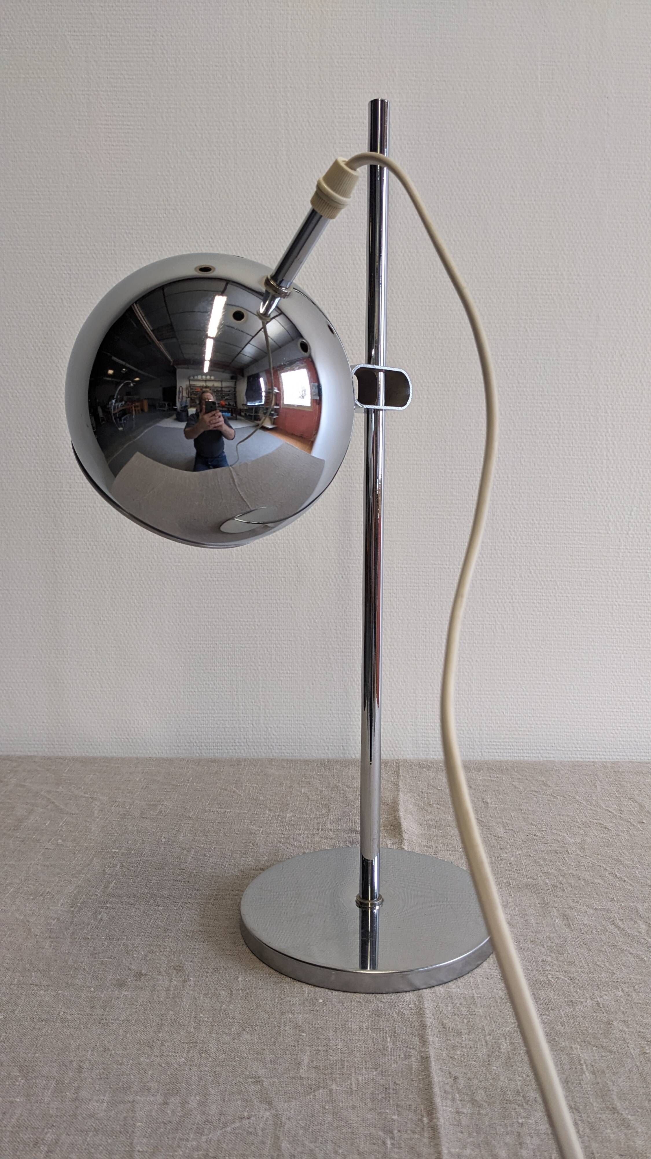 Chrome eye ball lamp, space age, Germany circa 1970.