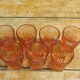7 vintage pink water glasses