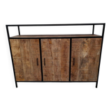 Industrial-style buffet made of solid mango wood.