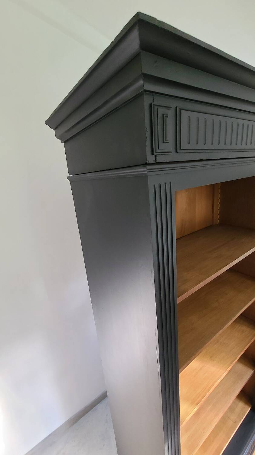 Old black oak bookcase drawer storage unit dresser shelf cabinet of curiosities