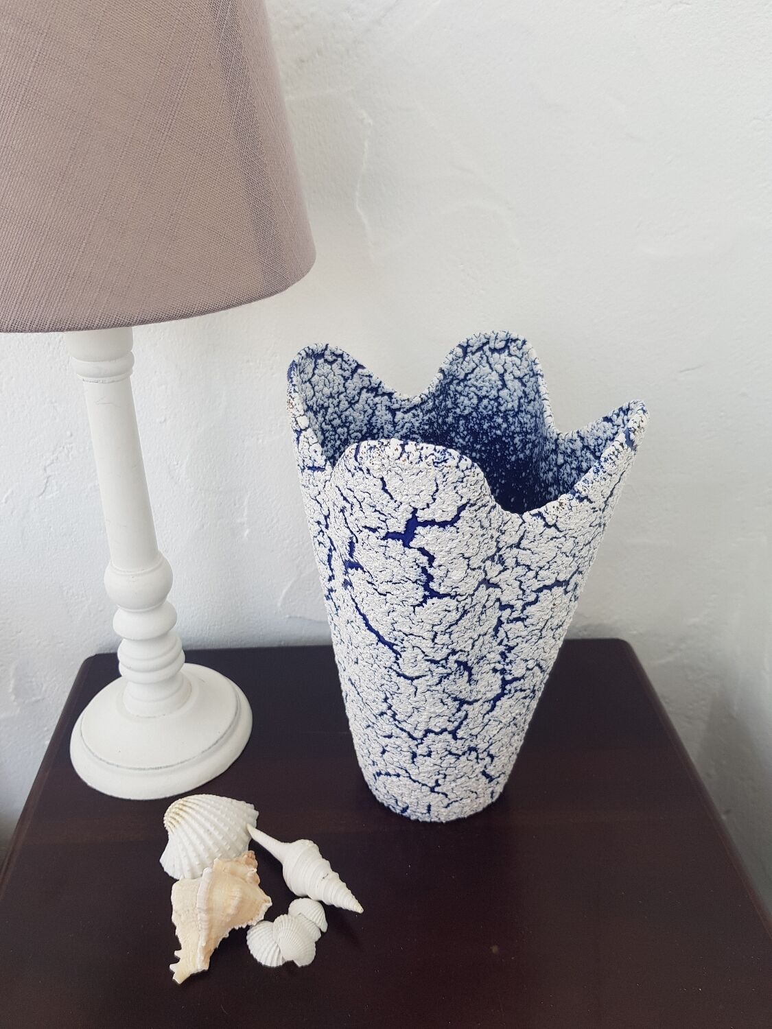 Vase tulipe bleu et blanc
