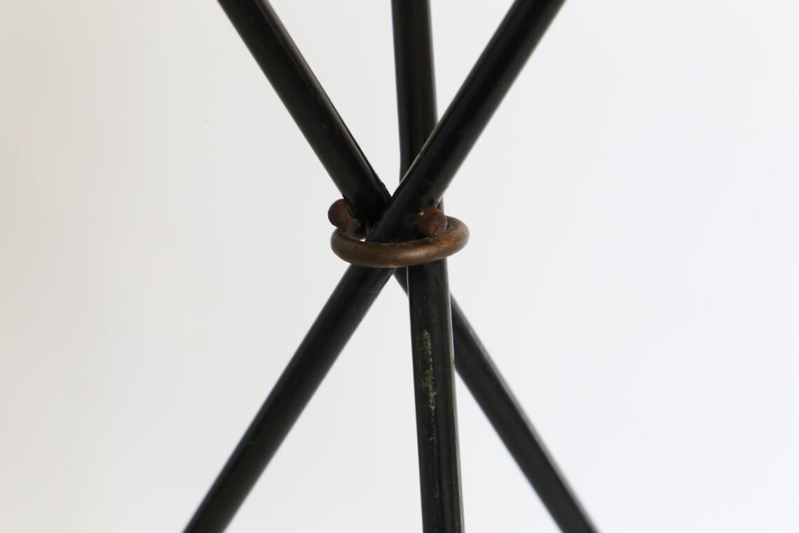 Black and yellow enamelled metal table, vintage, African Antelope motif, 1960