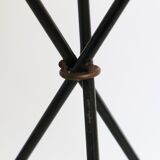 Black and yellow enamelled metal table, vintage, African Antelope motif, 1960