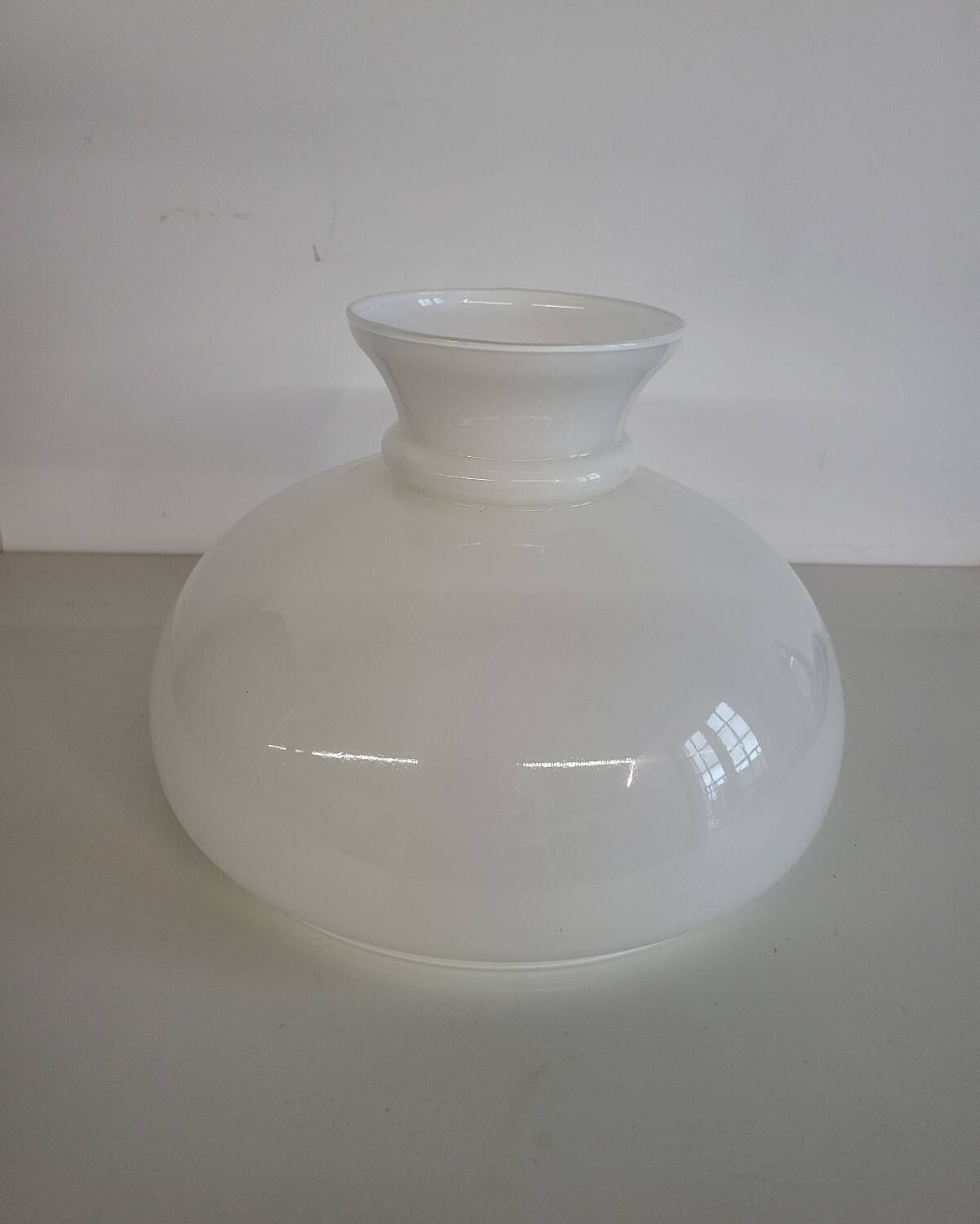Large Globe Pendant Light in White Opaline