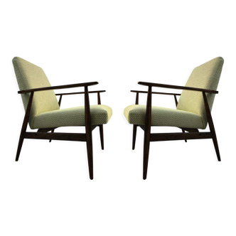 Set of two olive armchairs by Henryk Lis, Europe, 1960s