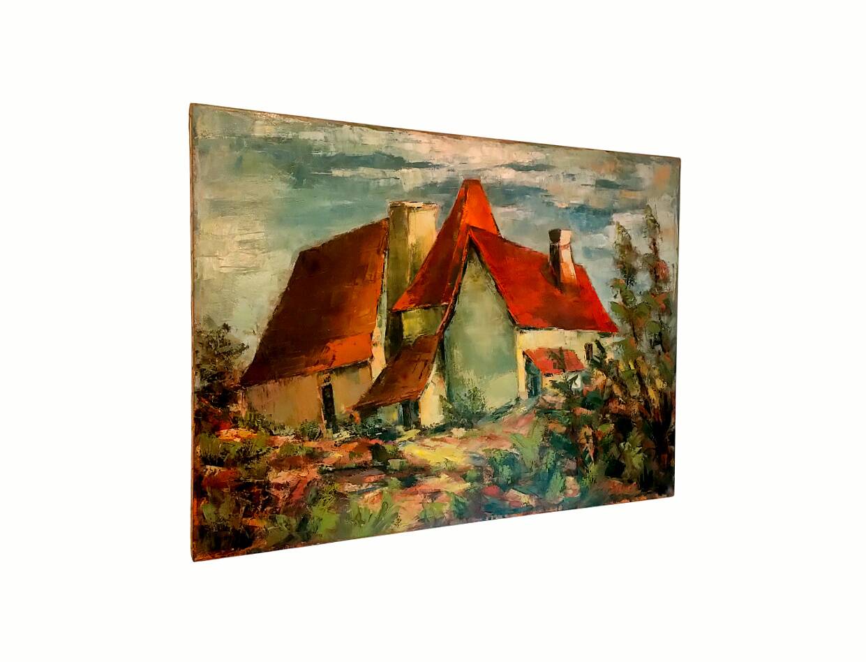 Signed painting by Bertolutti (Lucien, 1941 - referenced at Lotz) – oil on canvas - country house.