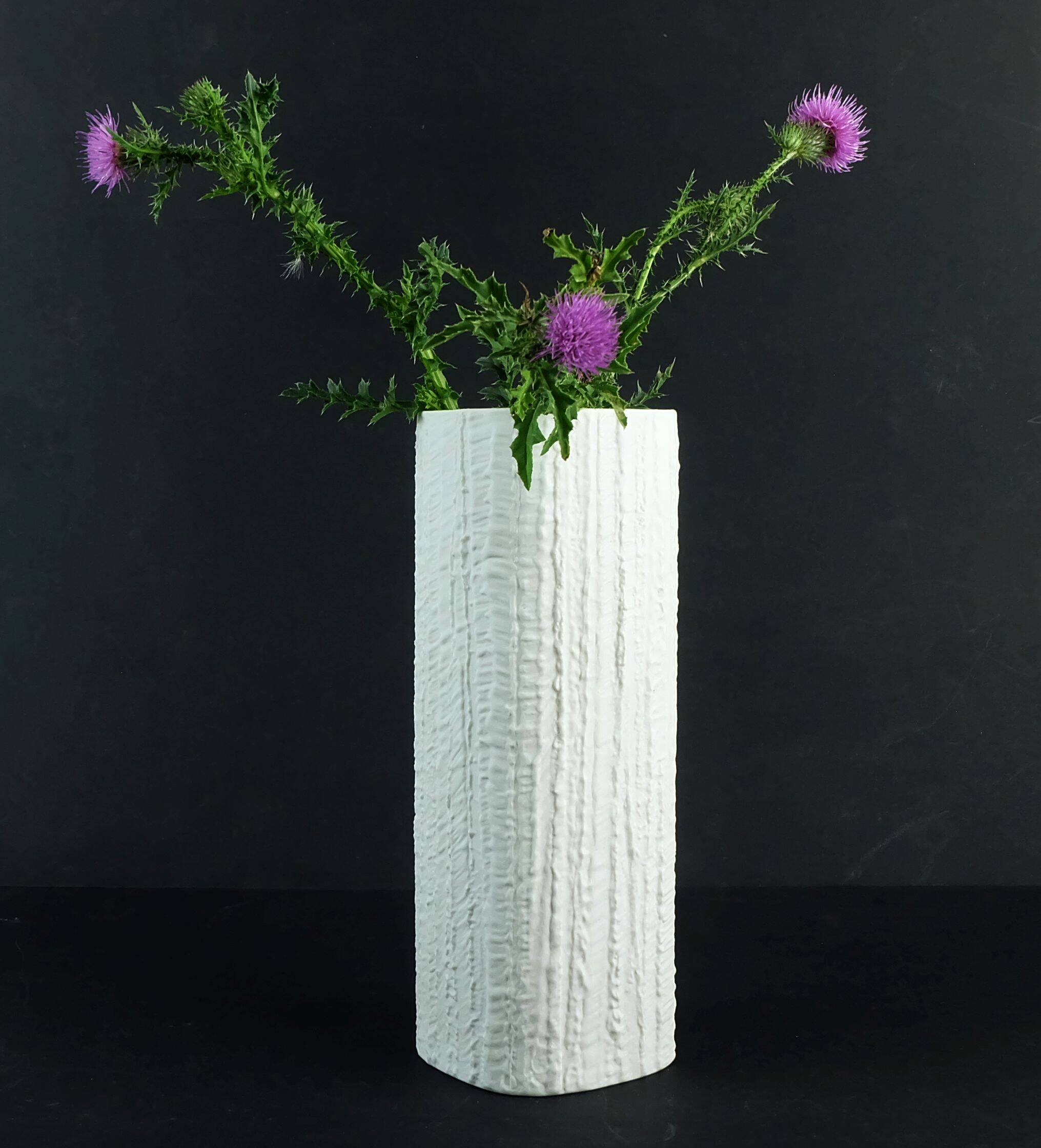 white VASE thomas porcelain decor arcta matte glaze relief structure 1960s