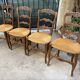 Set of 4 Provençal oak chairs with rush seats.