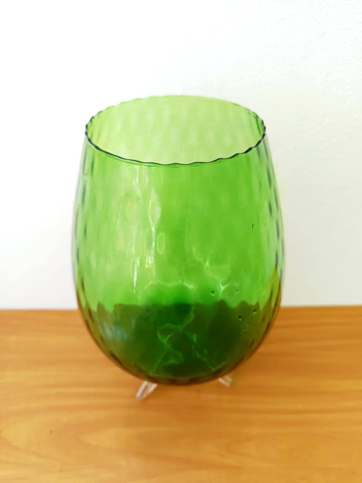 Green Empoli glass tealight vase