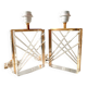 Pair of Lucite and gilded table lamps, Italy 1970.