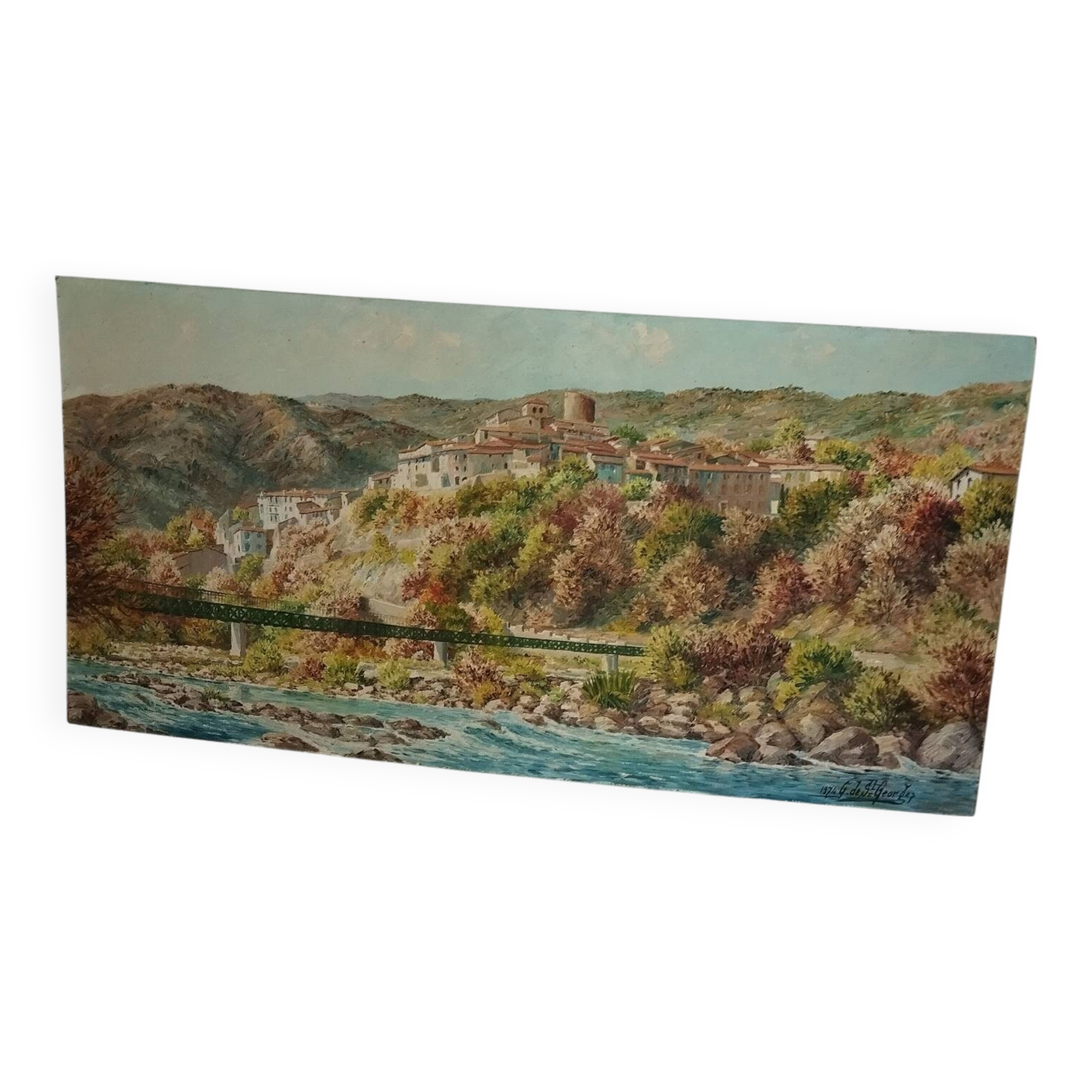 Painting Amélie les Bains Palalda signed by Saint Georges