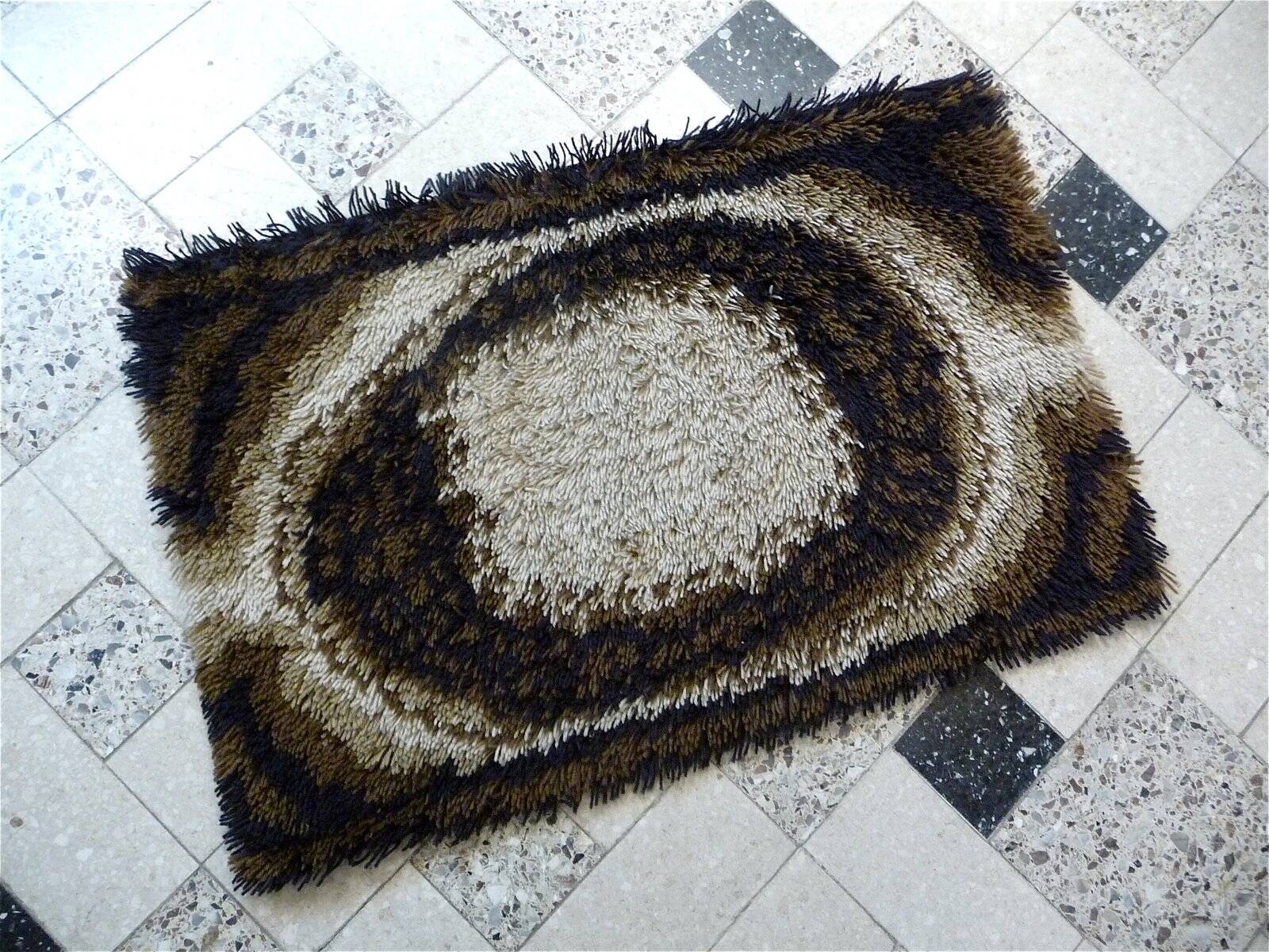 Abstract brown Scandinavian modern rug by Ege Rya, Denmark 1960s