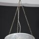 French Art Deco glass bowl pendant chandelier with floral pattern, 1950