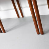 Set of 6 wooden Dining Chairs with black Leather, 1960