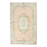 Soft Peach Muted Wool Vintage Rug For Home Decor, 184x292 Cm