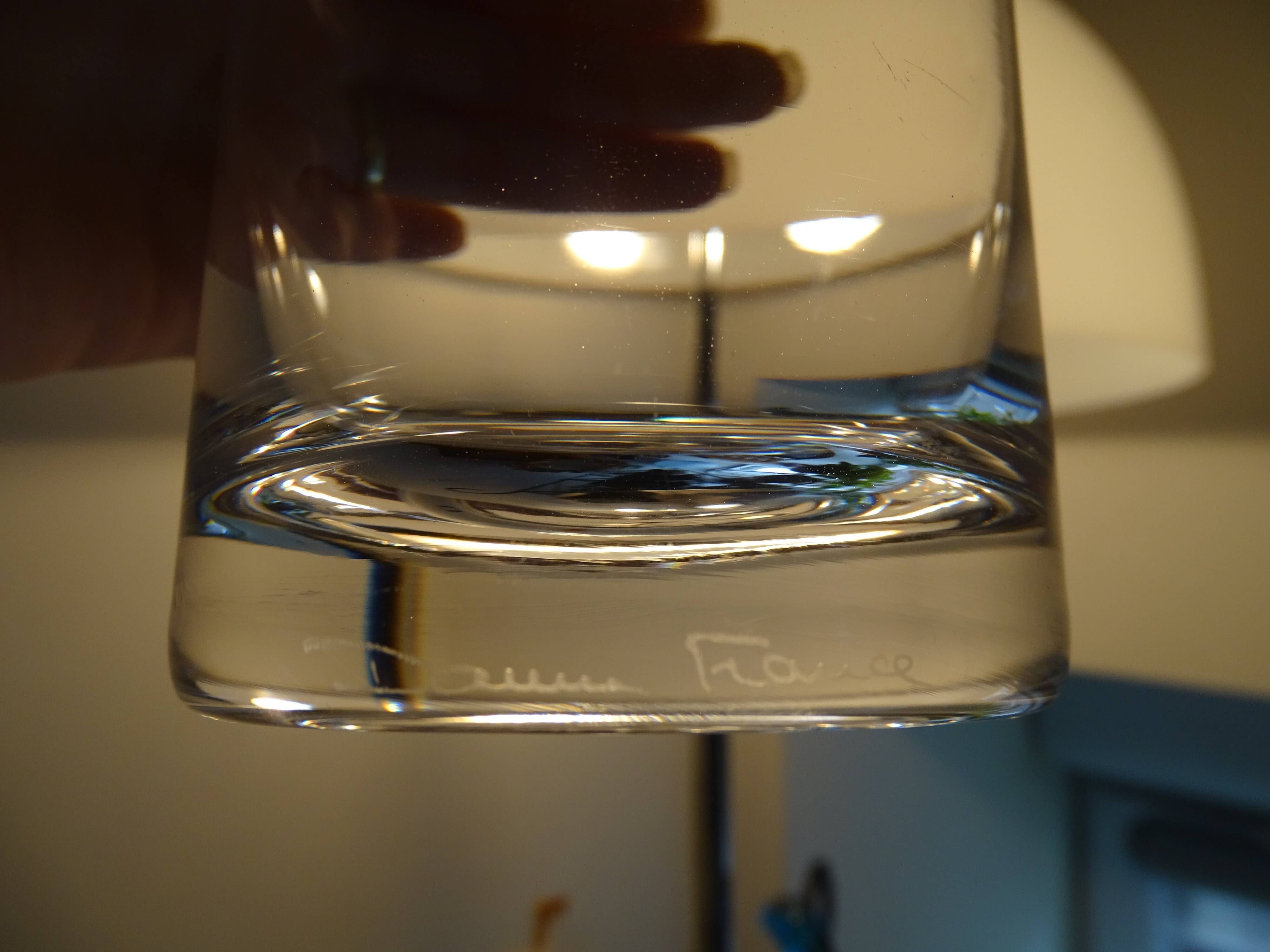 4 signed Daum France crystal water/whisky glasses - H11 cm Ø 7.8 cm