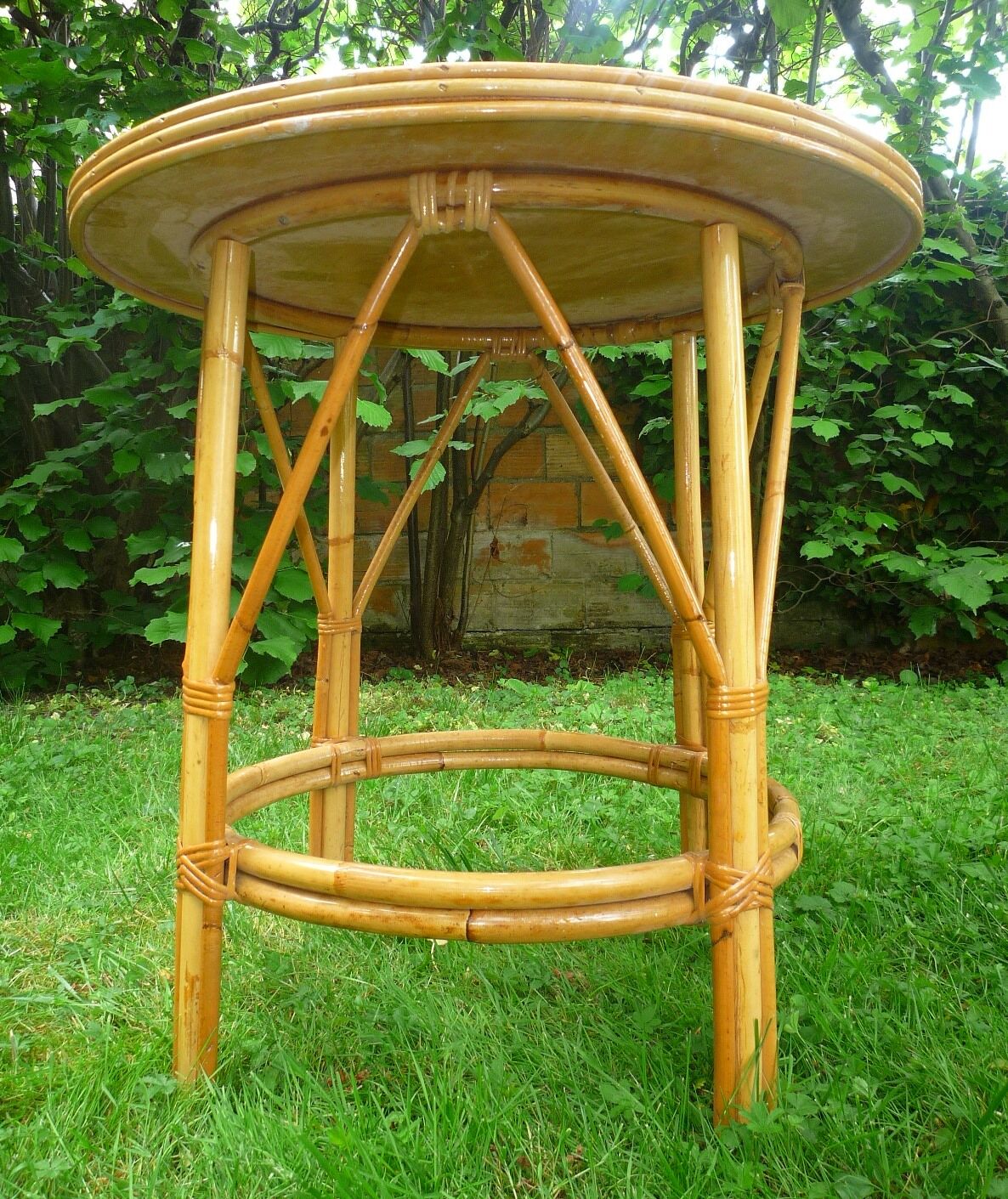 Coffee table rattan vintage 70 s