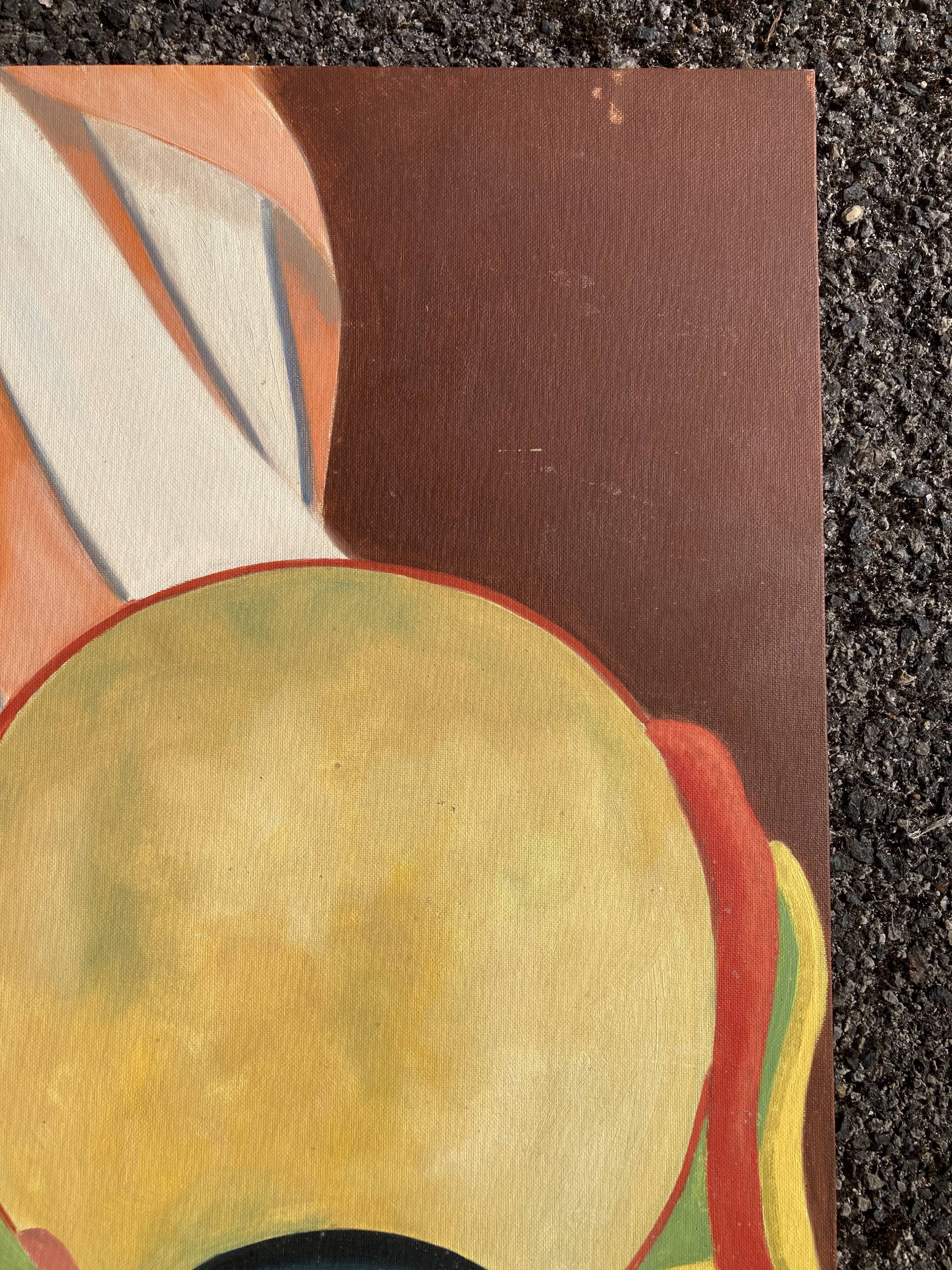 Peinture à l'huile sur panneau, nature morte au masque