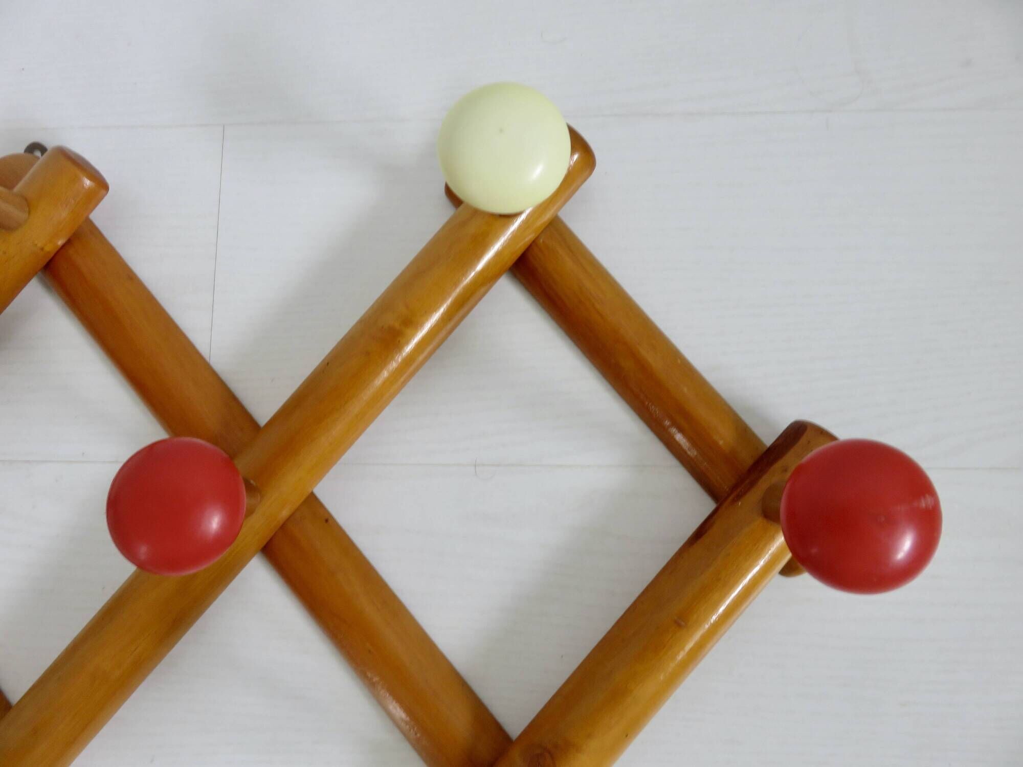 Wall coat rack, accordion, 8 hooks, 50s-60s