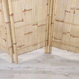 Vintage 3-panel bamboo screen, 1980s