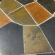 Brutalist octagonal coffee table from the 1970s in solid oak and slate.