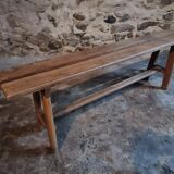 Vintage French oak bench, rustic wooden bench, France 1950s.