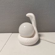 Beautiful vintage ceramic COBRA table lamp with thin milky white glass shade/dome. RAF Sweden 70-80s