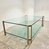 Vintage Brass and Glass Model T24 Coffee Table by Peter Ghyczy, 1970s