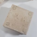 Vintage mid century travertine table set vide poche candleholder ashtray