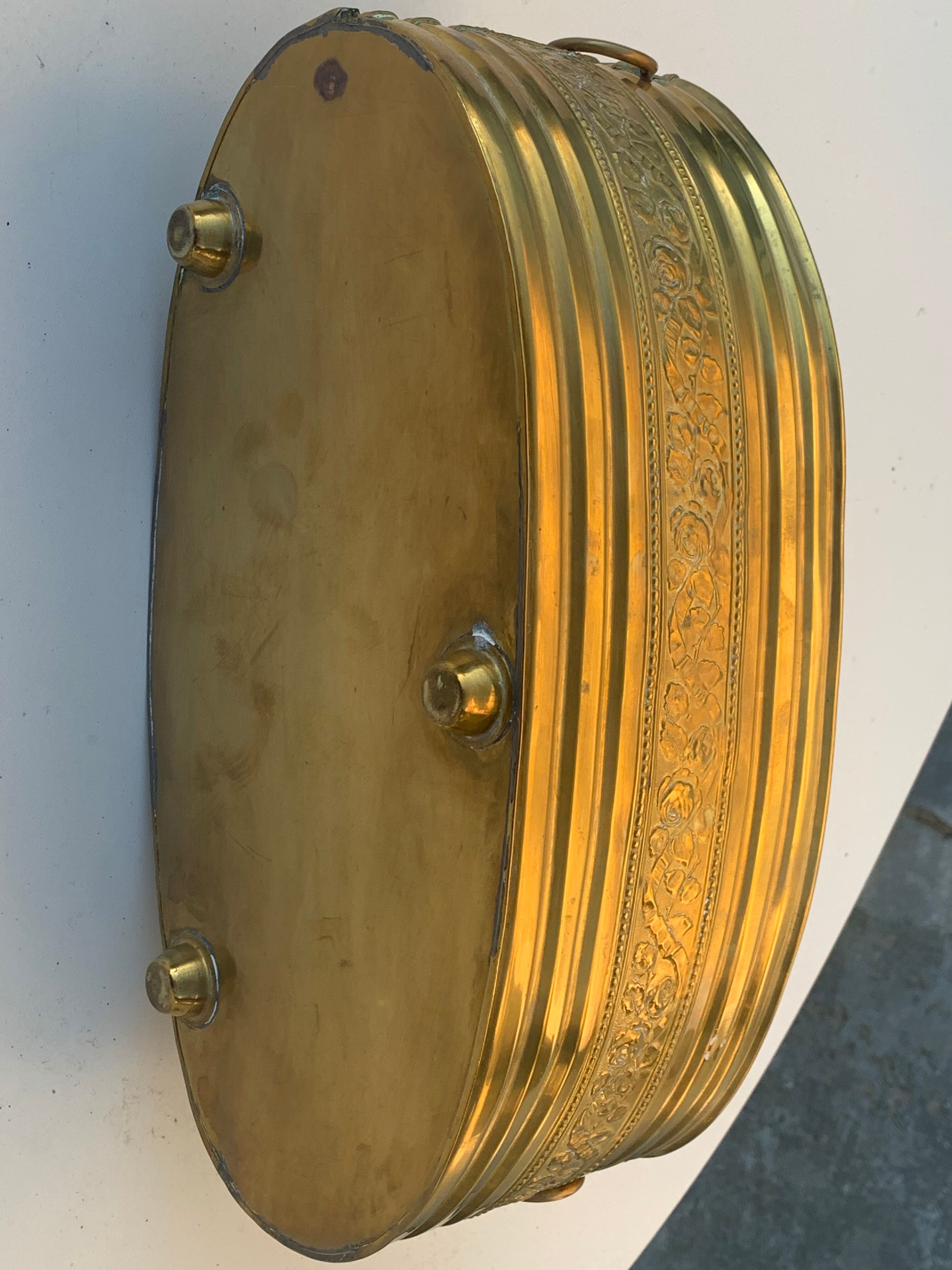 Copper centerpiece, art deco planter floral pattern