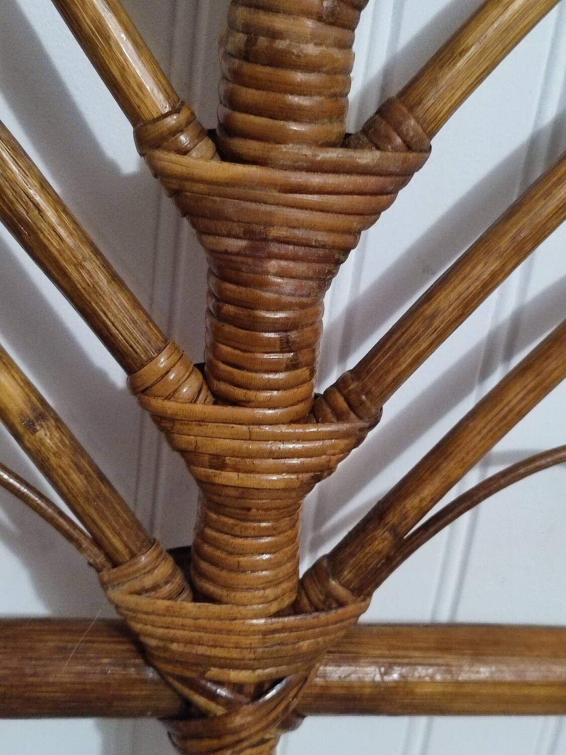 Vintage rattan “Peacock” headboard