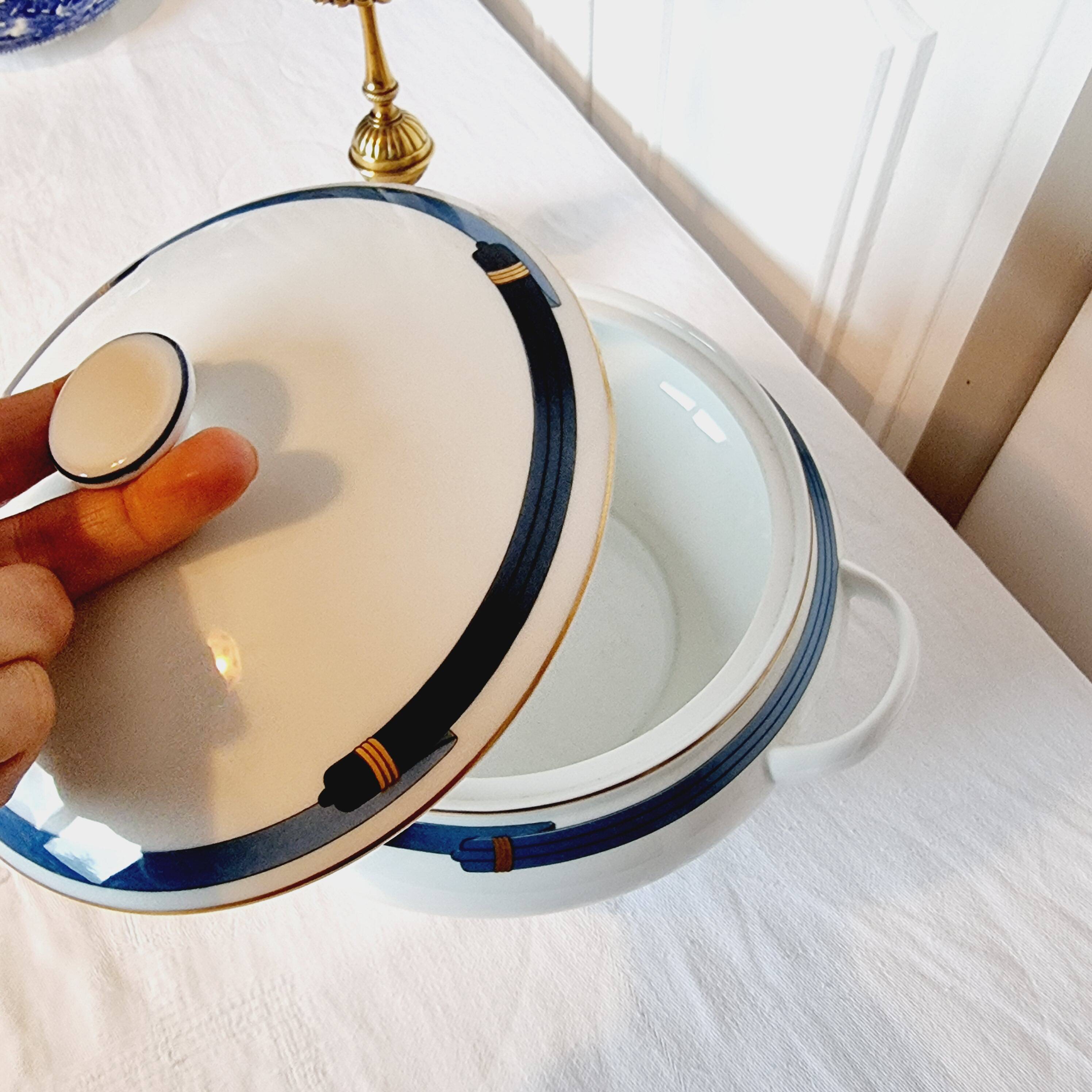 Christofle Pavillon soup tureen for Limoges Model Iriana Blue