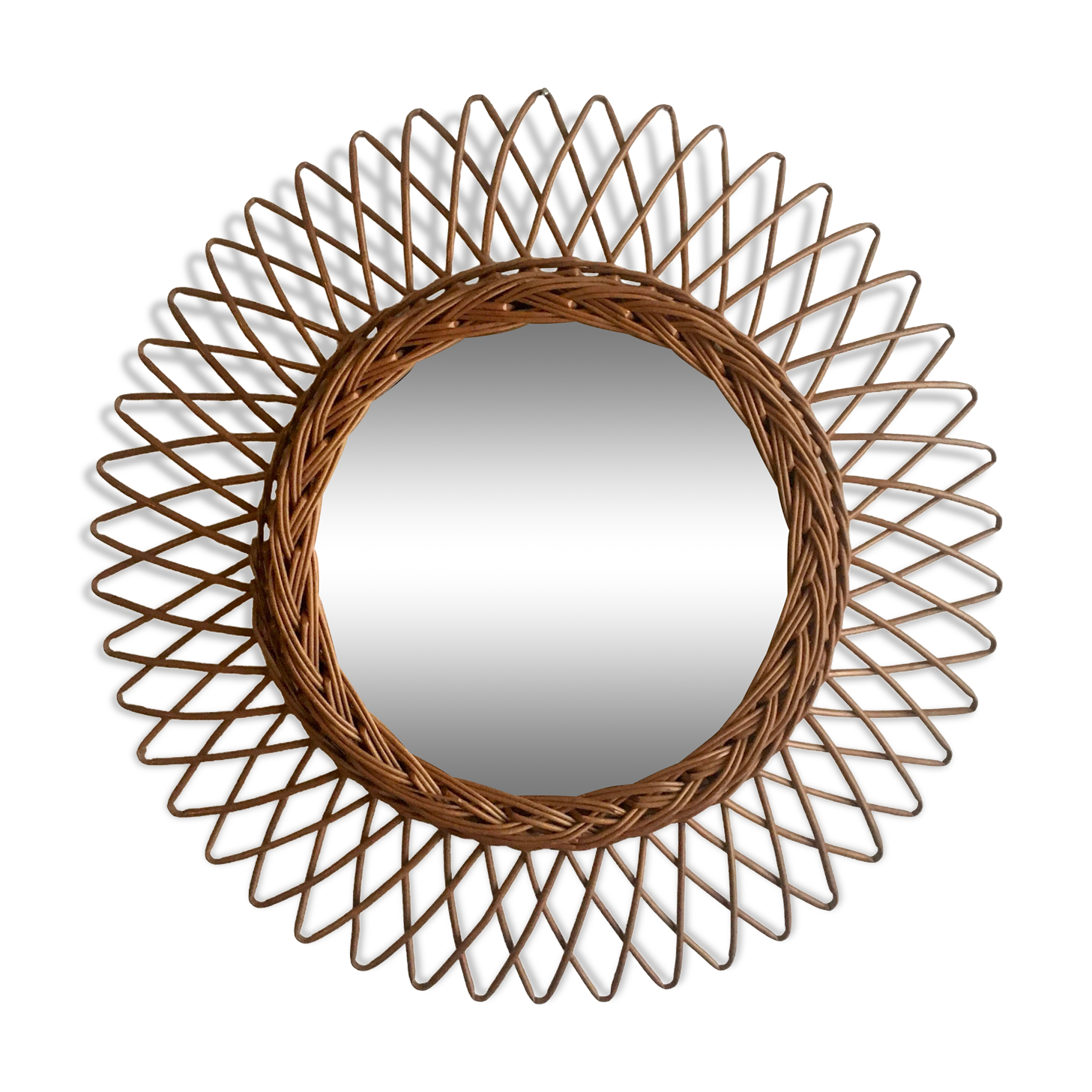 Vintage rattan sun mirror