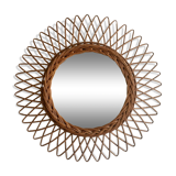 Vintage rattan sun mirror