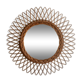Miroir soleil rotin vintage 47cm