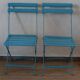 Guéridon métal et 2 chaises pliables