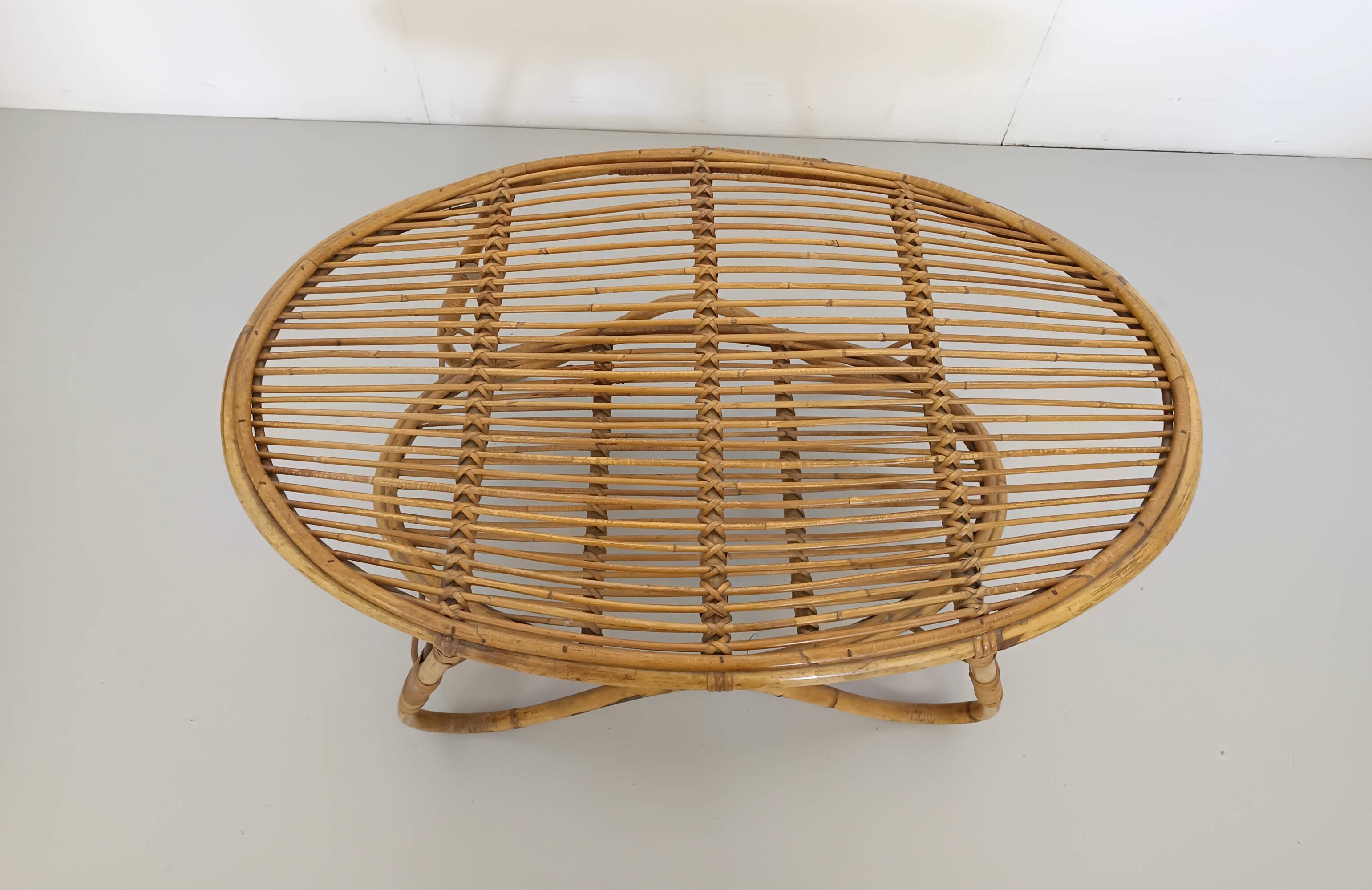 Oval Wicker Coffee Table with Lower Shelf