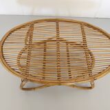 Oval Wicker Coffee Table with Lower Shelf