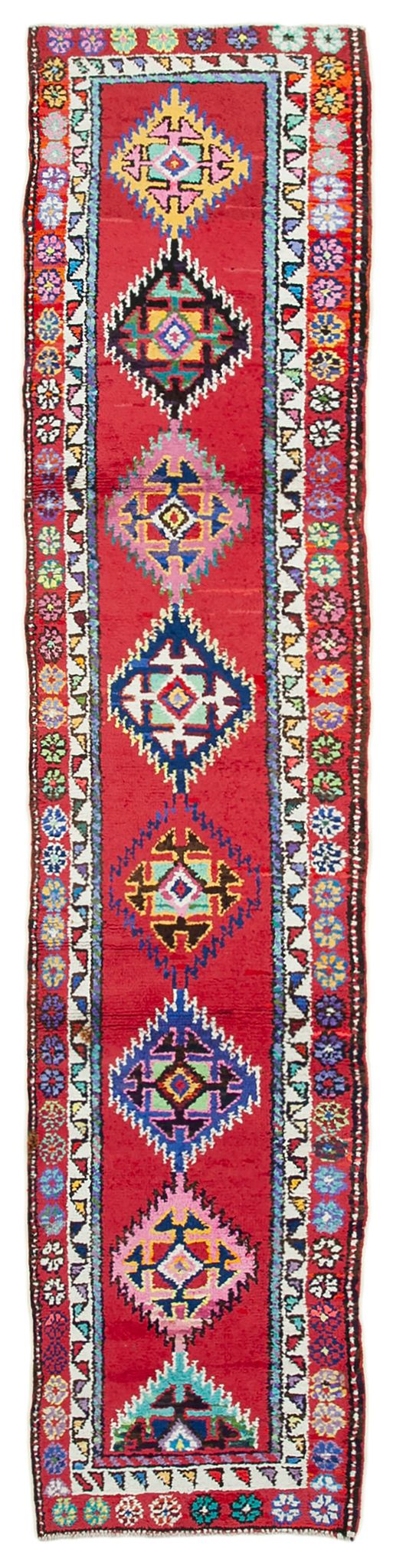 Coureur rouge tissé à la main 87 cm x 395 cm