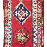 Handwoven decorative anatolian red runner carpet 87 cm x 395 cm