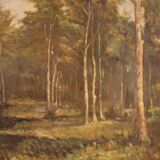Italian painting signed and dated 1939 wooded landscape