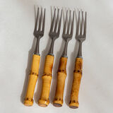 Bamboo cutlery set for 4 people, 60s