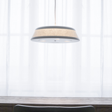 Suspension vigo structure oxidized silver / white linen semi-transparent belid