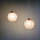Pair of Art Deco pendant lights in pressed molded satin glass, 1920-30